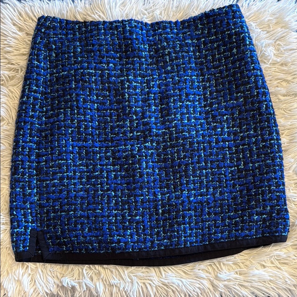 Vintage J. Crew Blue and Black Mini faux Tweed Skirt
